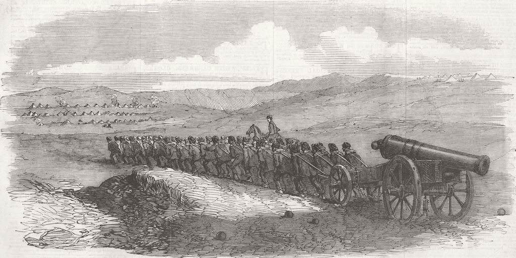 MILITARIA. Moving a Siege-Gun to Green-Hill 1855 old antique print picture